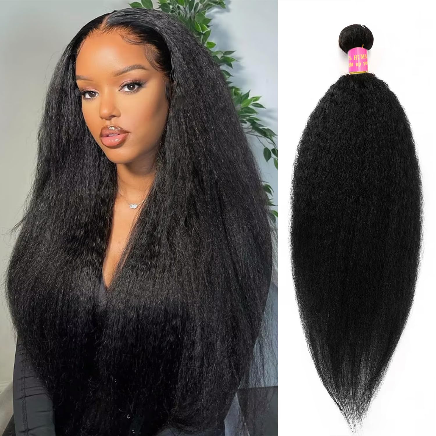 12 Inch Yaki Straight One Bundle Human hair 100% Unprocessed Brazilian Bundles Human Hair Weave Kinkystraight Kinky Curly Human hair Bundles Natural