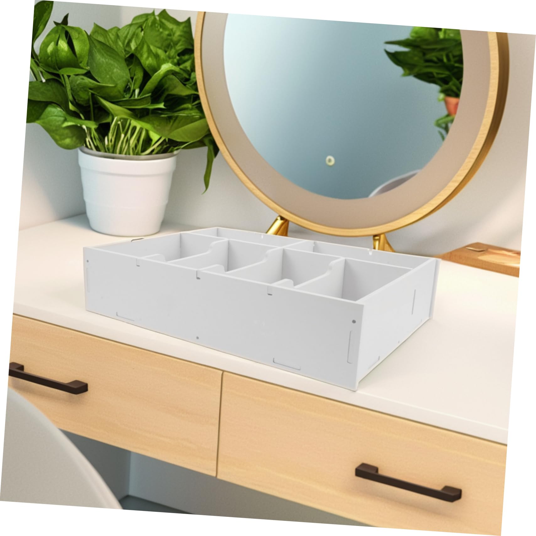 Geldsammelbox mit Mehreren Fächern aus Pvc Holzkunststoff Beige