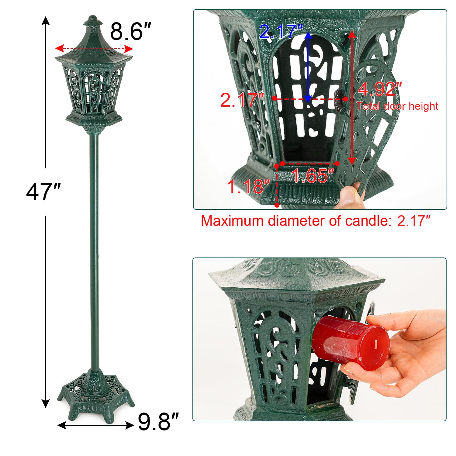 Lanterna Decorativa In Ghisa Stile Rustico, Bianco Invecchiato, Per Candele Tealight - Perfetta Per Patio, Matrimoni, Centrotavola (21.5 Cm)