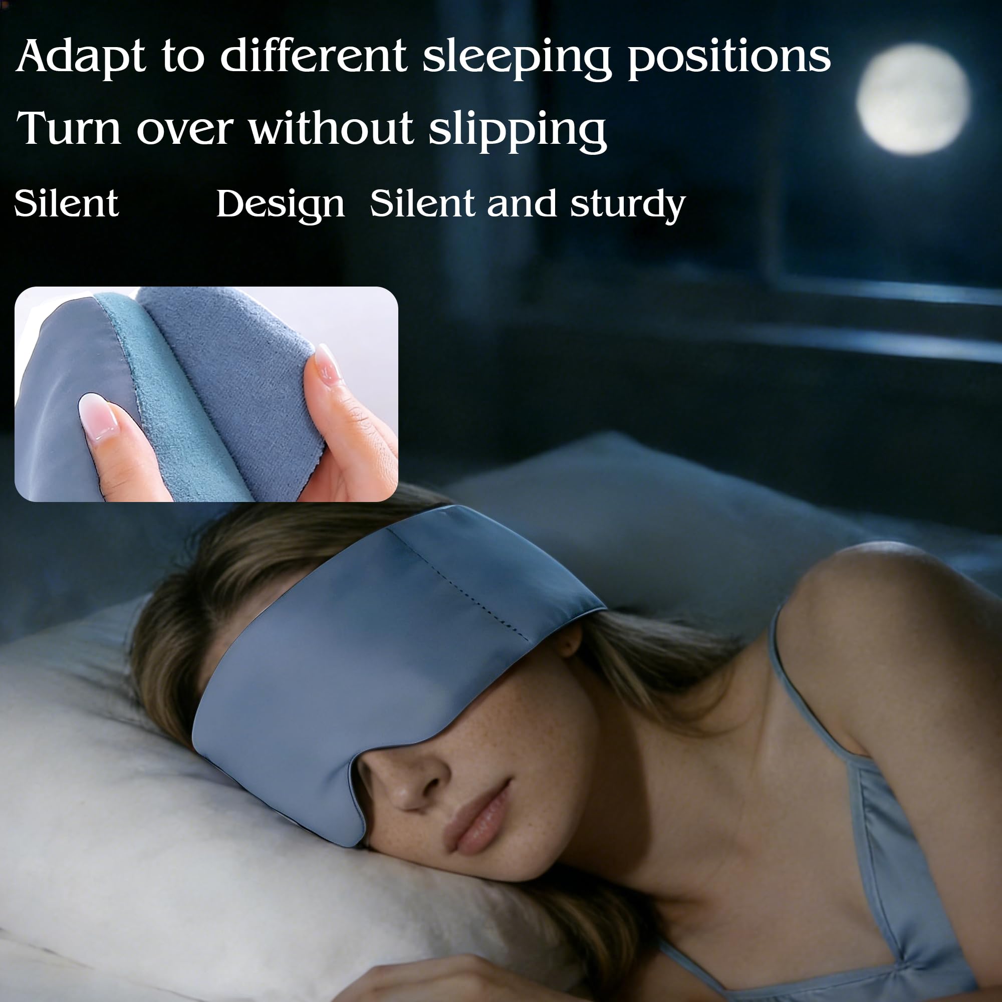 Weighted Sleep Mask for Side Sleepers, 100% Blackout Eye Mask for Sleeping with Adjustable Strap, Dual-Sided Cooling Silk & Warm Cotton Blindfold, Zero Pressure Eye Cover for Travel, Nap & Yoga — Amazon image 8