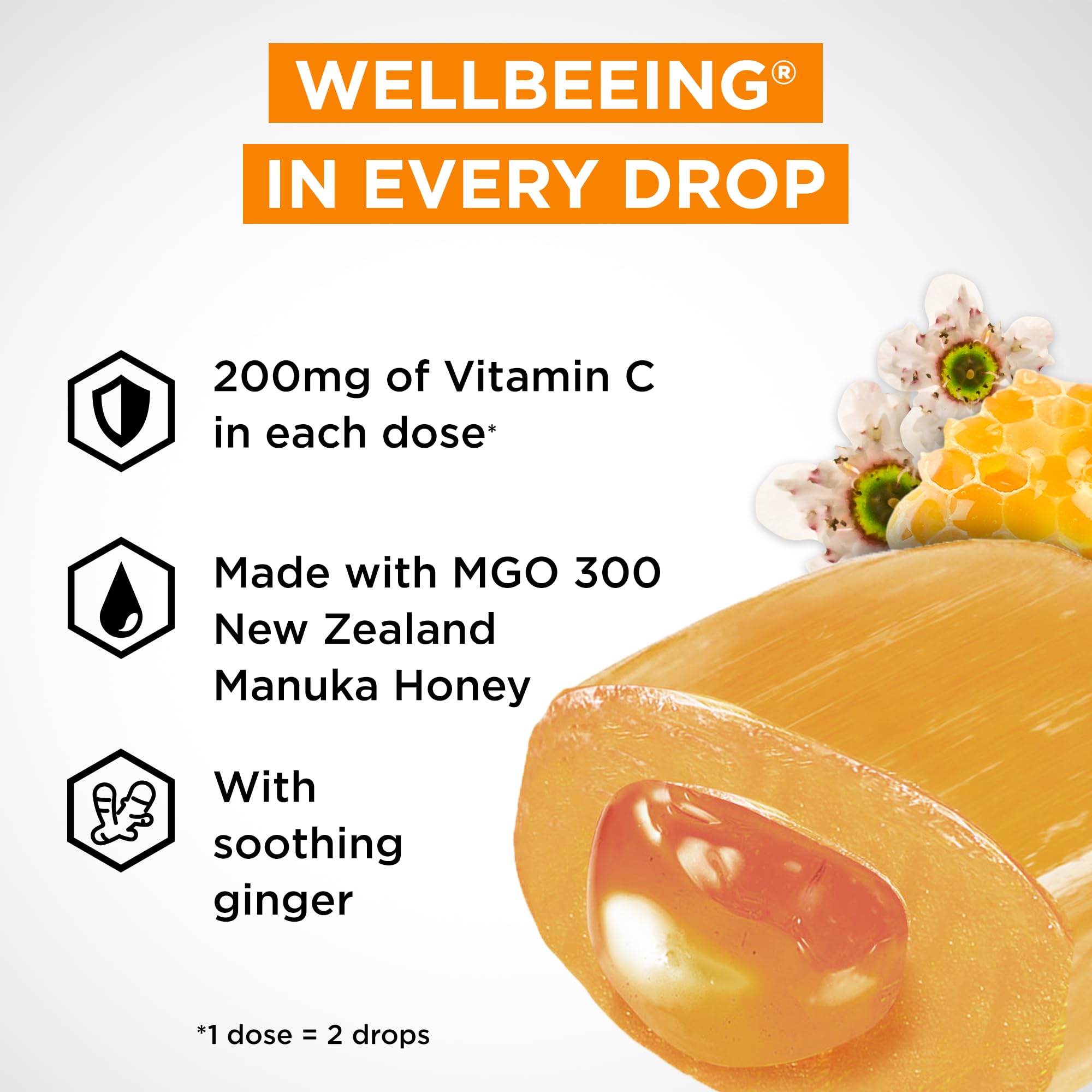Manuka Doctor Cough Drops, Raw Manuka Honey, Ginger & Vitamin C, 30 Count, Manuka Middles, Runny MGO 300 Honey-Filled Throat Lozenges for Dry or Sore Throat and Immune Support, Helps Calm Throat — Amazon image 2