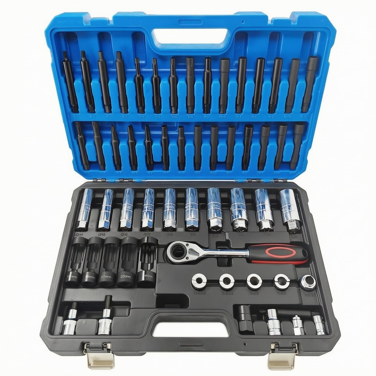 Baoblaze Removal Socket Ensemble Douille Dépose Amortisseur Set Outil Châssis Véhicule Coffret Cliquet Acier Mallette Organisée Maintenance Auto Quotidienne Atelier