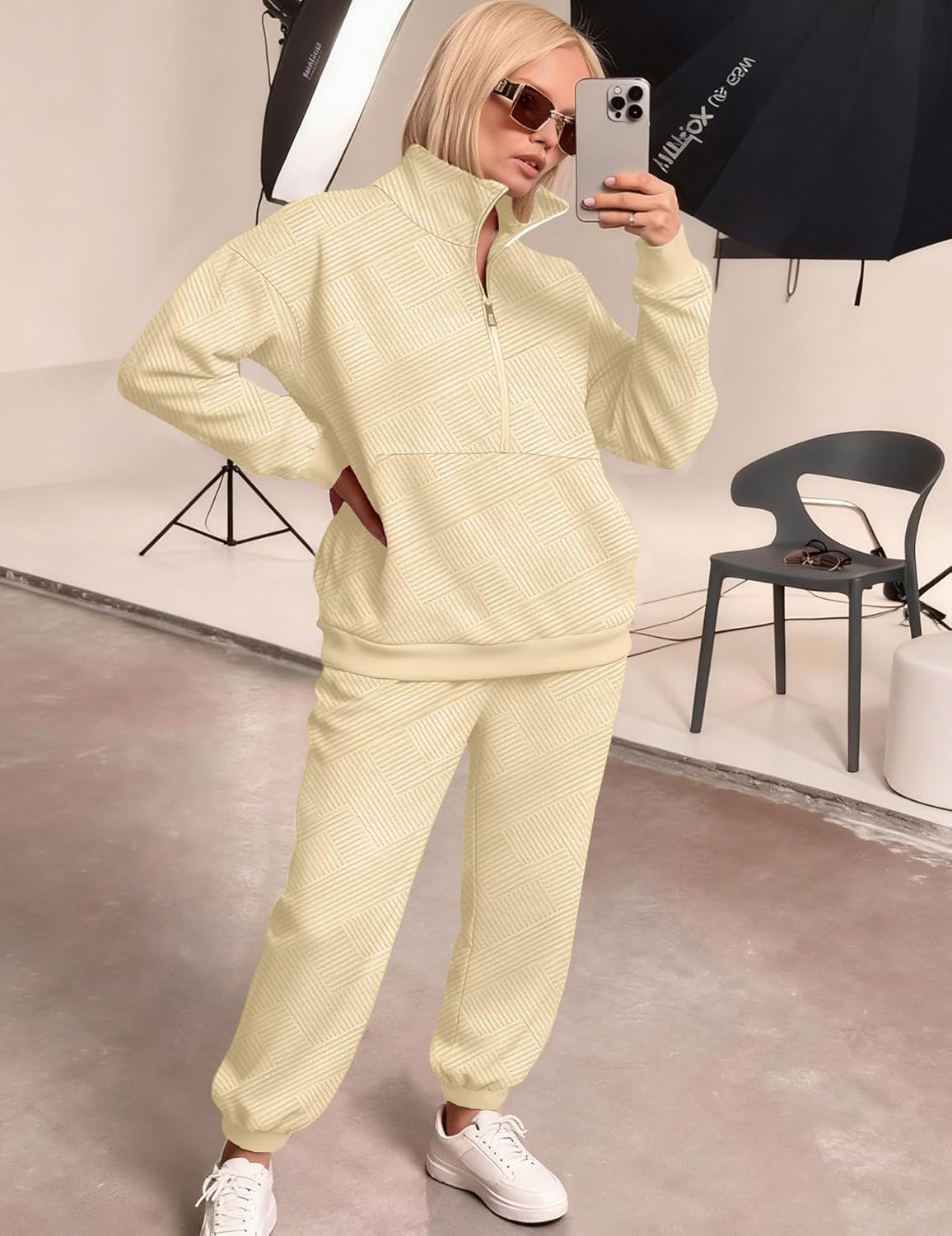 Bealin 2 Piece Sets for Women Sweatsuit Long Sleeve Half Zip Tops and Sweatpants Workout Tracksuit Matching Sets - Image 5