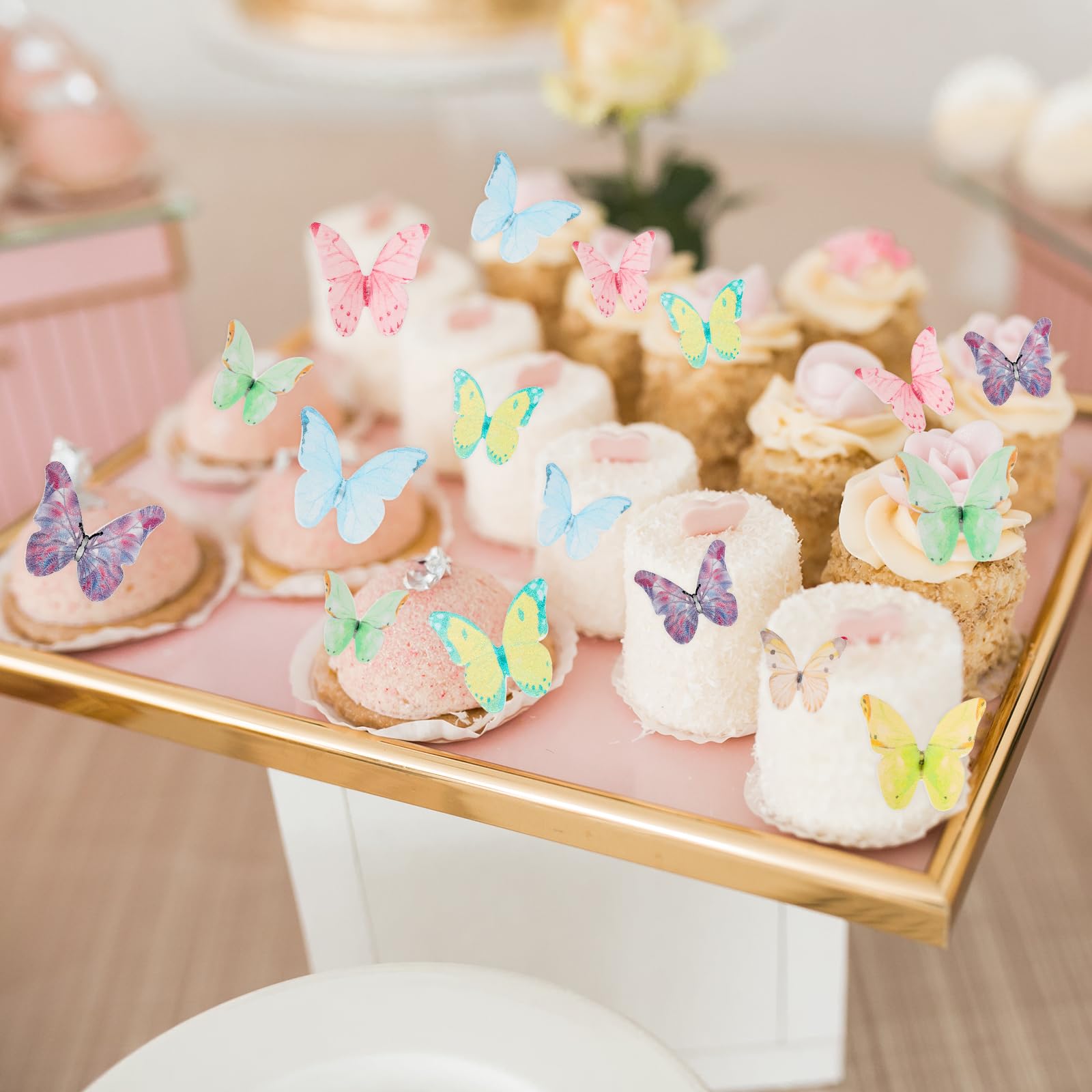 52 Decoraciones Comestibles Para Tartas - Flores Y Mariposas De Papel De Arroz, Diseño 3D, Ideales Para Cupcakes, Bodas, Cumpleaños Y Baby Showers