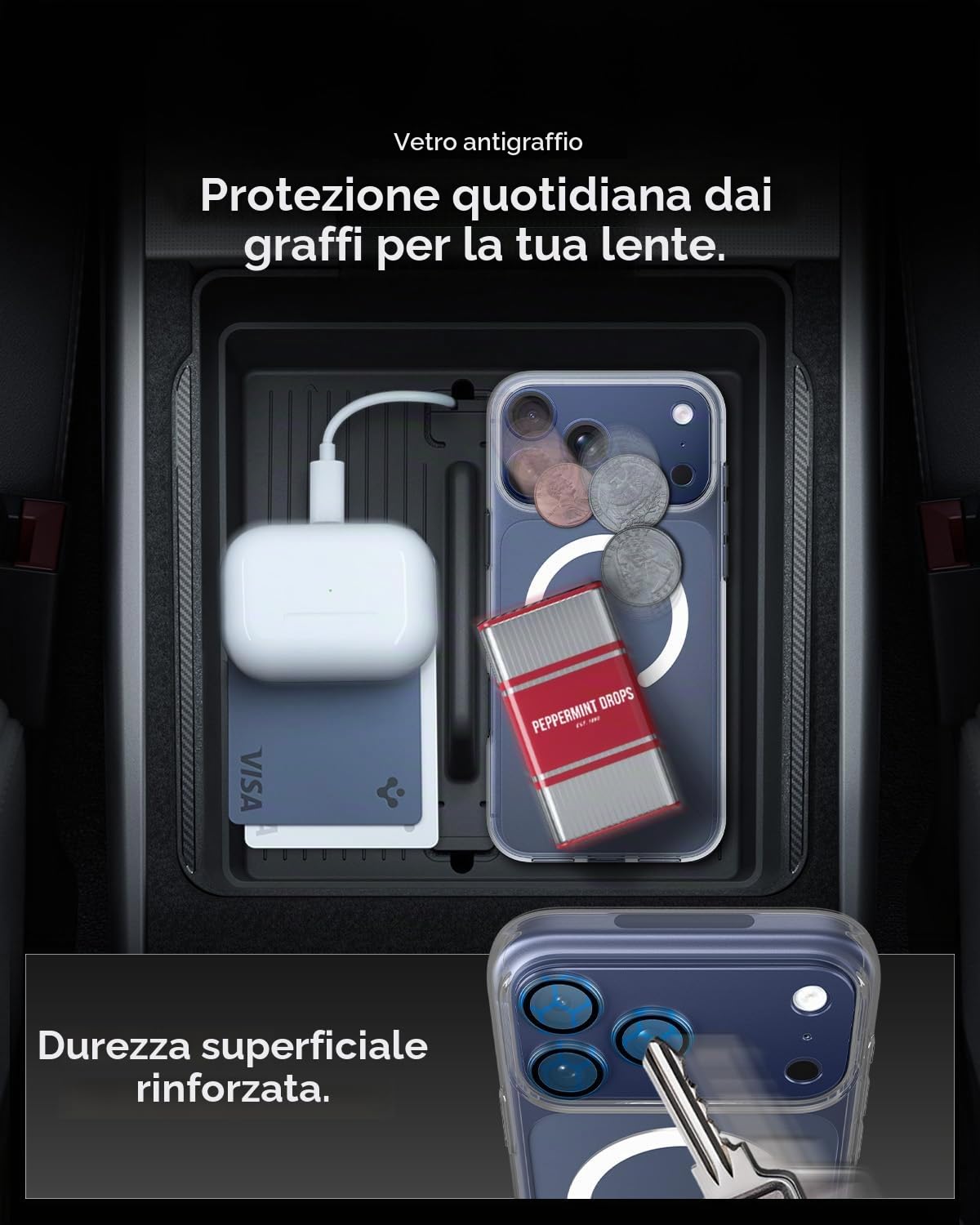 Spigen Glas.tR EZ Fit Optik Pro XL Protezione Fotocamera compatibile con iPhone 17 Pro, 1 Pezzi, Blu profondo, Anello Totale, Durezza 9H Pellicola prottetiva