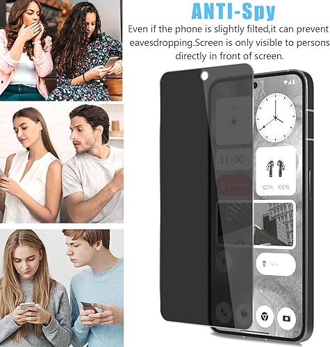 Miniatura 5 de Paquete de 2 protectores de pantalla de vidrio templado para privacidad, película de vidrio templado Ultra HD, antiespía, dureza 9H, arañazos, sin