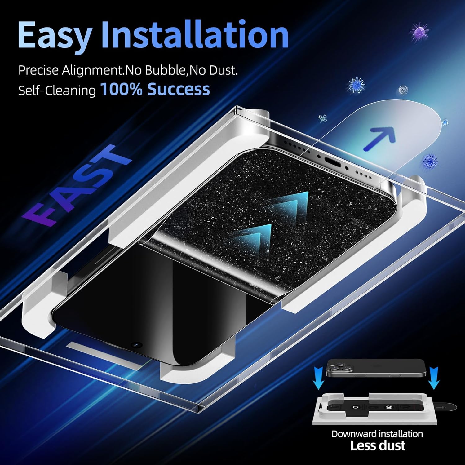 HelloDeere 2 Pack Screen Protector for iPhone 16 Pro Max , Military Grade Shatterproof HD Tempered Glass Film, Anti Spy, Anti Glare &Blue Light, Durable and Bubble Free, Ultra Resistant, Full Coverage, Case Friendly, Easy Installation with auto-align Tray, [6.9 inch]