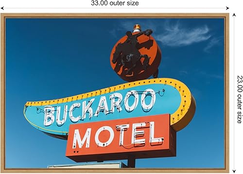 Miniatura 2 de Amanti Art Framed Canvas Wall Art 23x33 Buckaroo Motel by Bethany Young, Framed Wall Art Canvas, Americana Artwork, Modern Decor, Large Poster