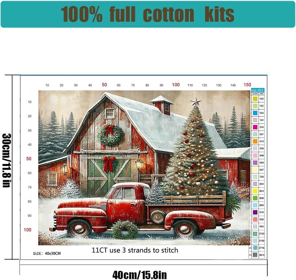 Truck Stamped Cross Stitch Kits for Adults,Beginner Cross-stitch Kits