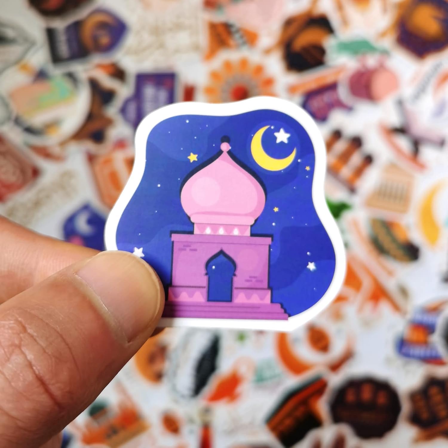 Ramadan Mubarak and Eid Mubarak Stickers Pack, 100 Pcs, No-Repeat Designs