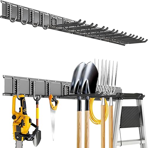 Miniatura 9 de Organizador de herramientas de garaje para montaje en pared, sistema de almacenamiento de garaje resistente de 48 pulgadas y organizador de