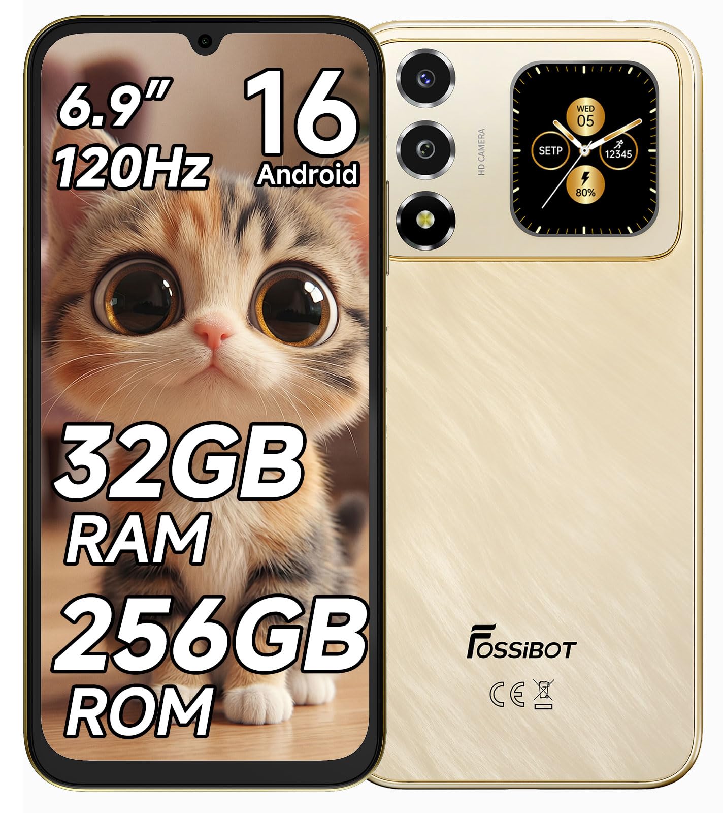 Amazon | FOSSiBOT S7 SIMフリー スマホ 本体 32GB RAM+256GB ROM 最大