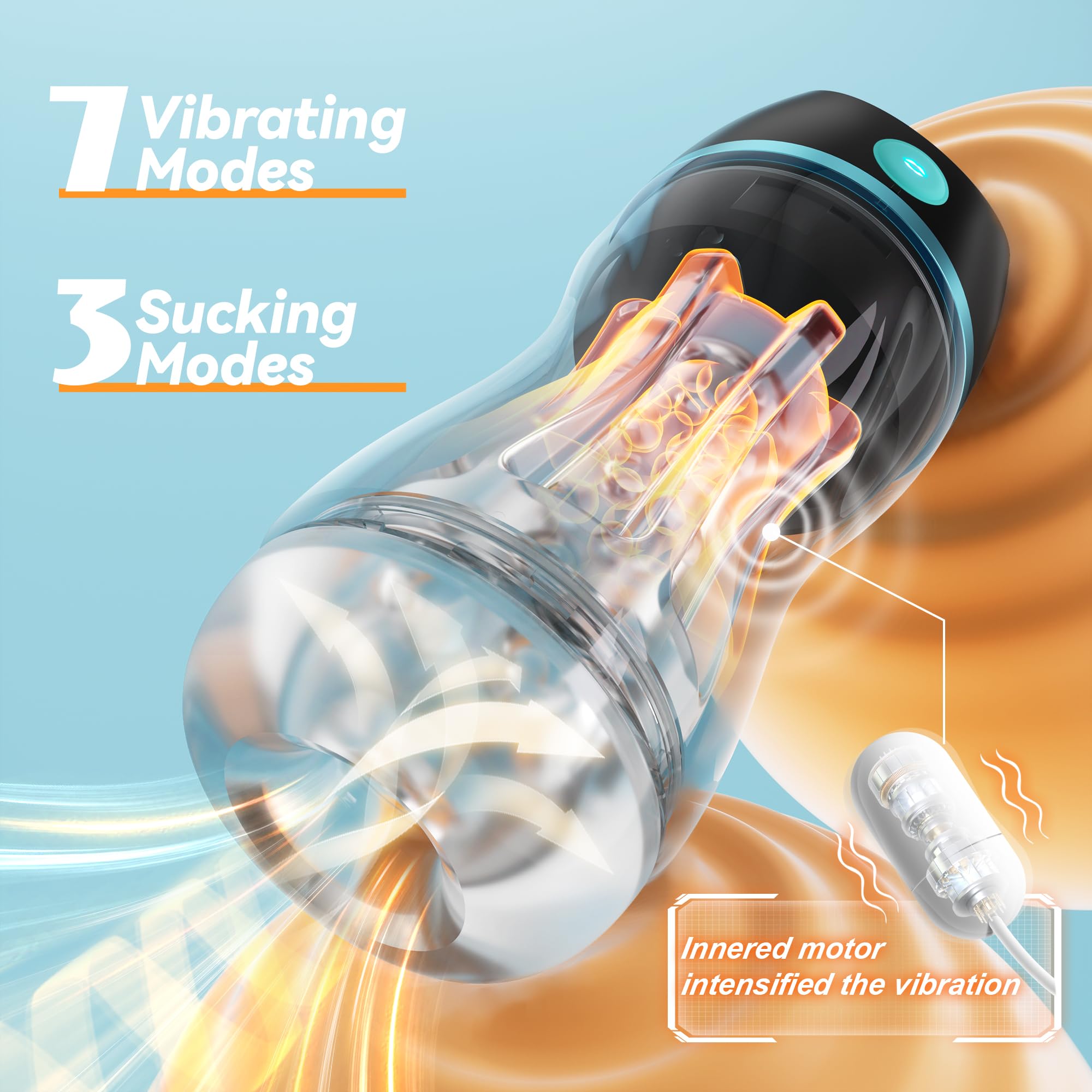 EINSEO AI Sync Male Masturbator Sex Toys for Men - Adult Toy Male Sex Toys with 7 Thrusting & 7 Rotating Modes, Pocket Pussy Hands Free Sex Machine LCD Display with Visual Window & Mounting Base: Transparent