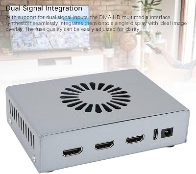 DMA Fuser 2K 144Hz Adapter, HD Multimedia Interface Overlay Synthesizer for Dual PC Streaming, Video Conferencing & Gaming, 4K@60Hz, Plug and Play