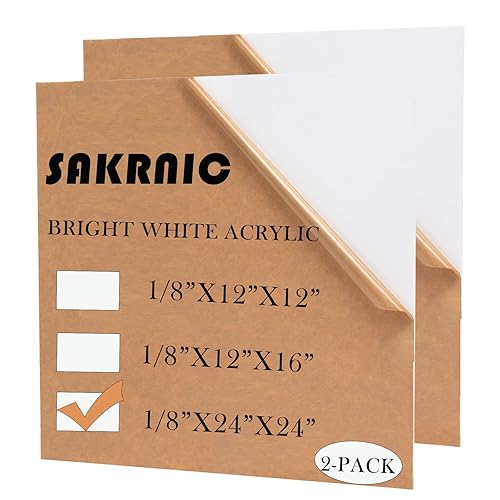 Hojas acrílicas blancas 31% plexiglás fundido translúcido de 24 x 24 pulgadas, panel cuadrado de 18 pulgadas (0.118 in) de grosor con papel
