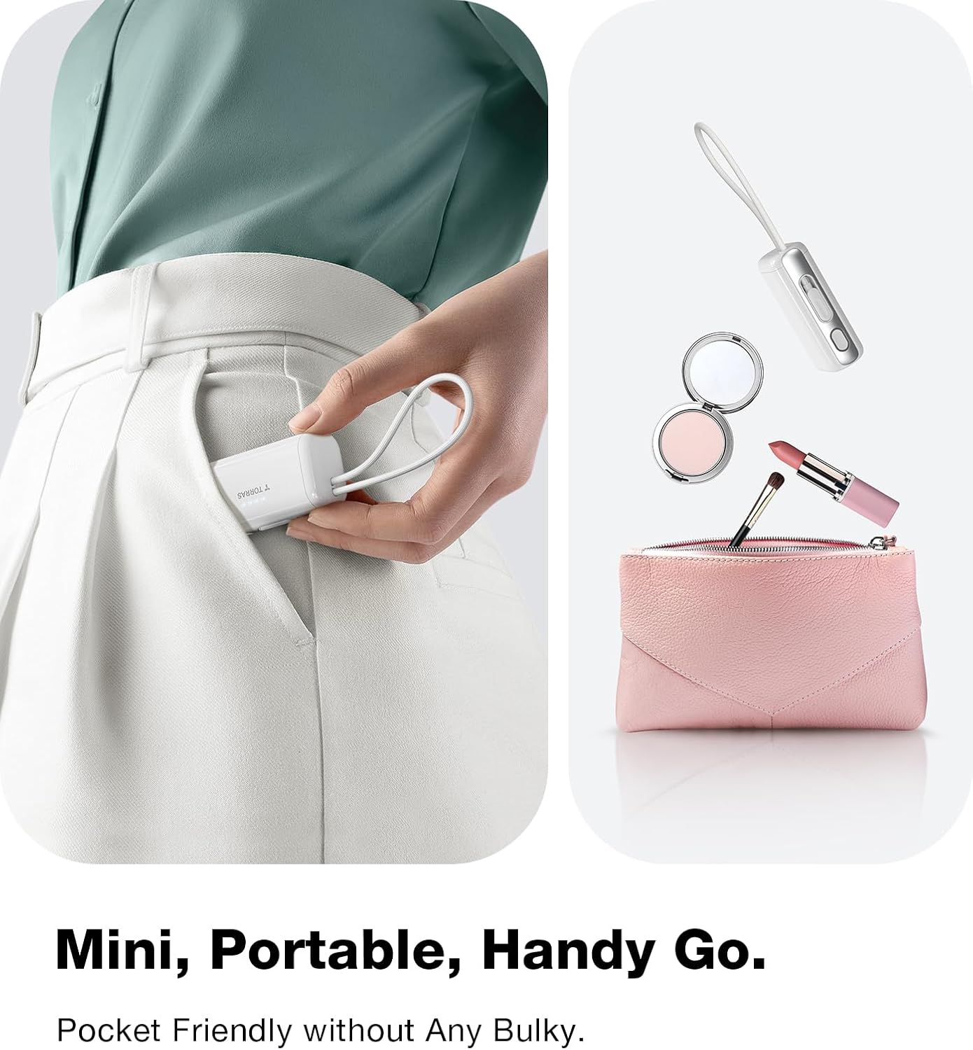 TORRAS Save 20% to Buy Both Together Gray Minimag Power Bank 10000mAh & White Mini Portable Charger 5000mAh