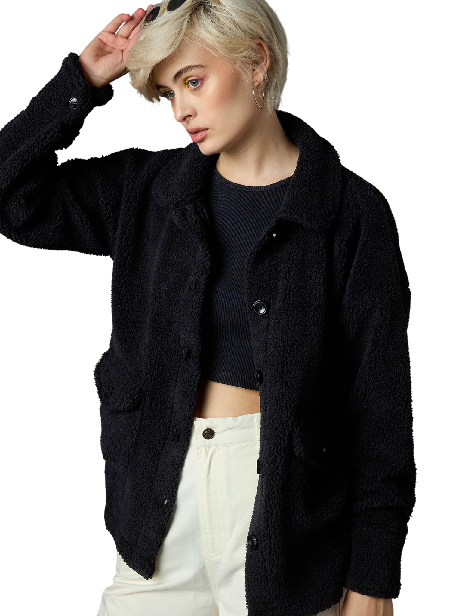 sassafras Women Faux Fur Oversized Jacket-picture-34