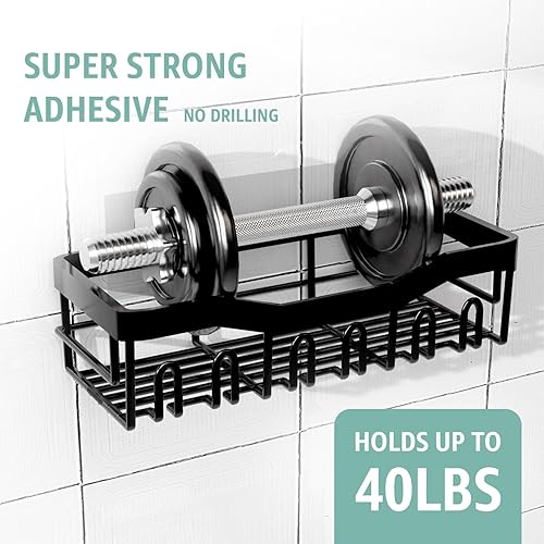 Miniatura 3 de GD - Organizador adhesivo para ducha, paquete de 5, estantes organizadores de baño de acero inoxidable sin taladrar con gran capacidad, estantes de