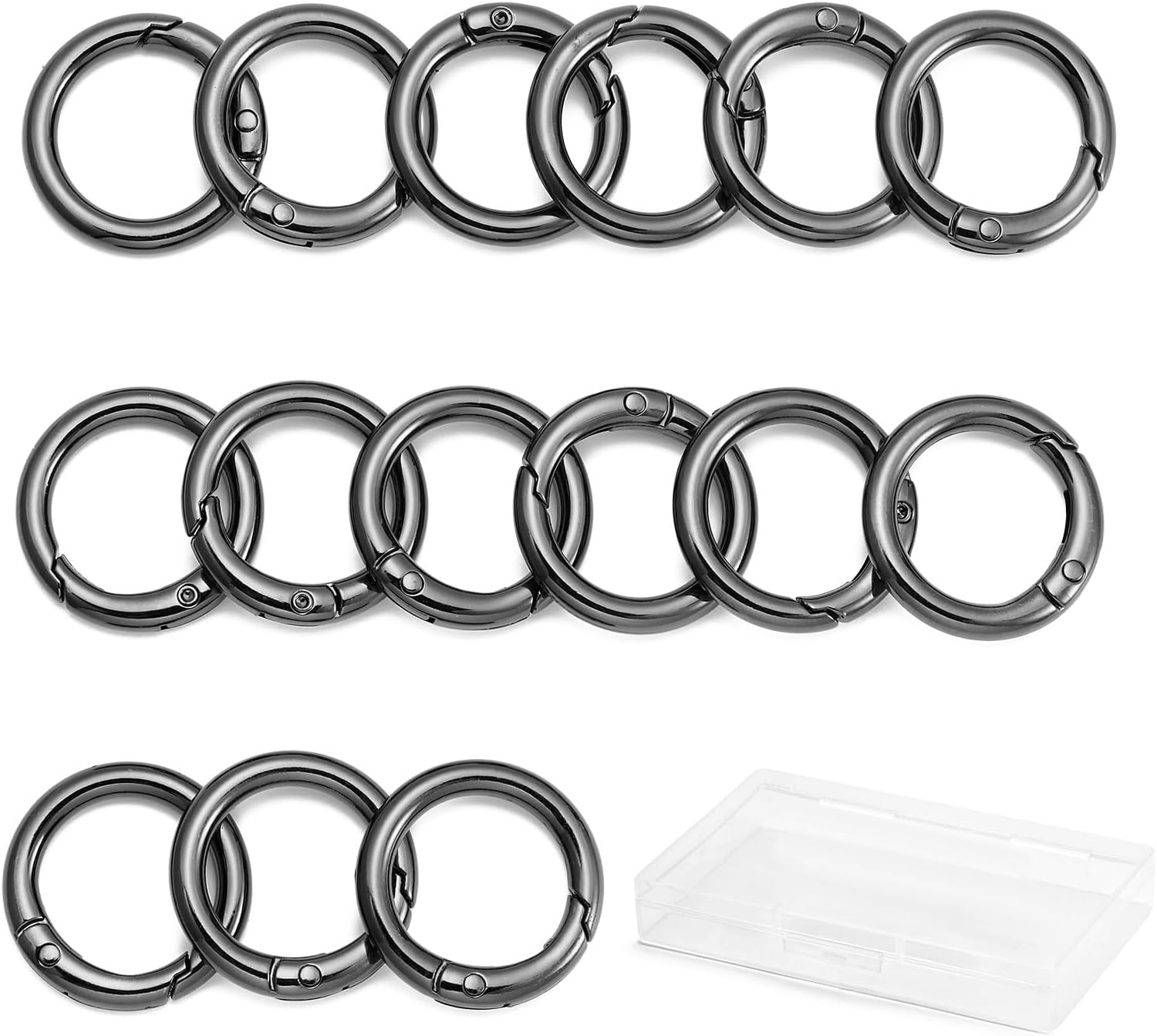 DEVPSISR 15pcs Trigger Spring O Rings Round,Metal Keychain Ring Round Carabiner Clips for Keyrings Buckle, Bags,Purses image 3