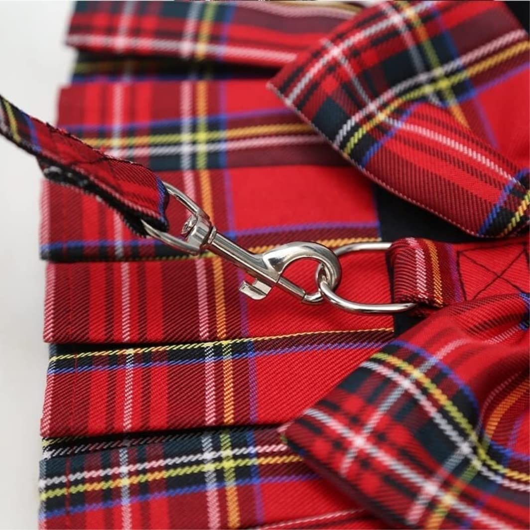 Correa Perro Correr Arnés para Mascotas, Chaleco, Vestido, Conjunto De Plomo con Tutú, Falda Encaje, Traje Cuello para Perro, Correa Ajustable Antideslizantes Reforzada(Rot,45cm)