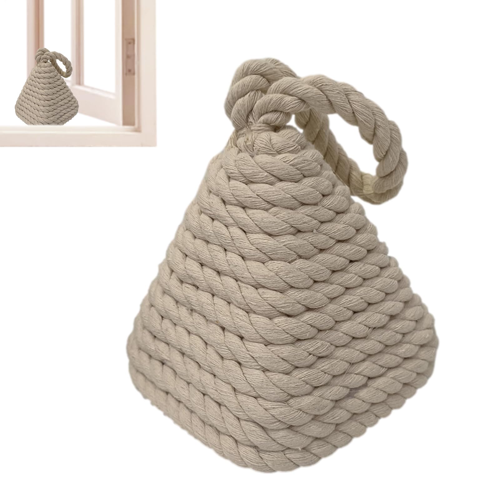 Tope de puerta – Tope de puerta de suelo, accesorio de mimbre natural | Tapón de puerta fiable de estilo náutico ancho, fácil de usar, antideslizante, tope de puerta de seguridad para suelos de mad