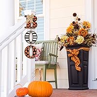 Vista 6 de Jetec Decoración de Halloween, letrero de abucheo para puerta delantera, decoración de otoño, decoración de otoño, letrero de calabaza de madera