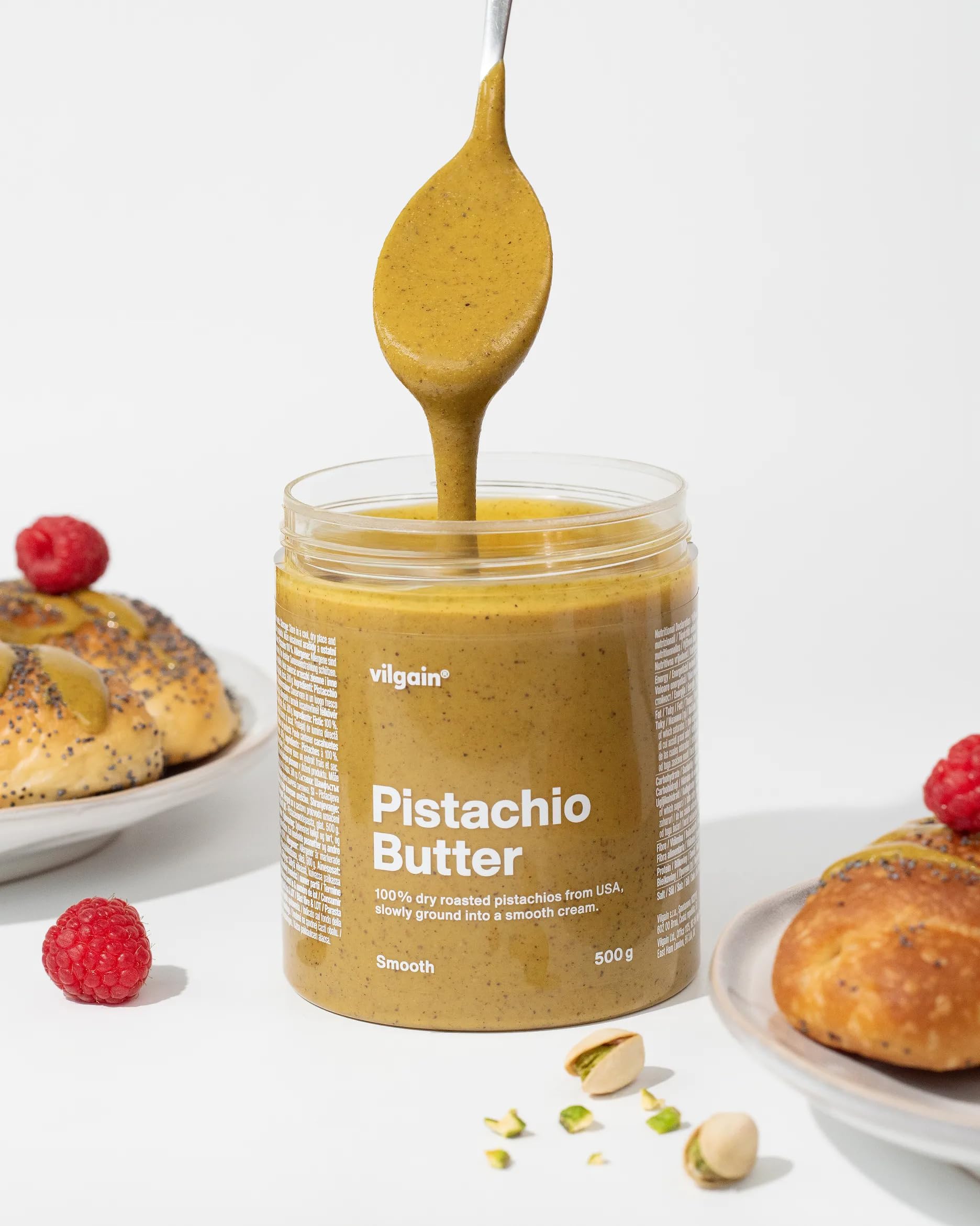 Vilgain 100% Pistazienmus (500 g) Cremig – 500 g Veganer Bio Pistazien Aufstrich Ohne Zuckerzusatz, Glutenfreies Pistazienbutter Aus Gerösteten Kernen, Natürliches Superfood Protein Fitness Snack
