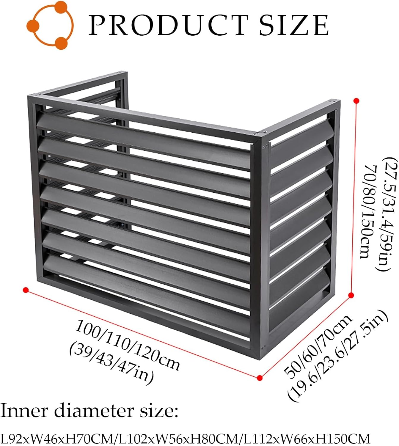 Heatpump Covers Aluminum Air Conditioning Cover Outdoor Fence Rain And Sun Protection Shelf Plant Stand Three Sides Hide Air Con Prevent Damage From Loose Leaves(Brown,110x80x60cm)