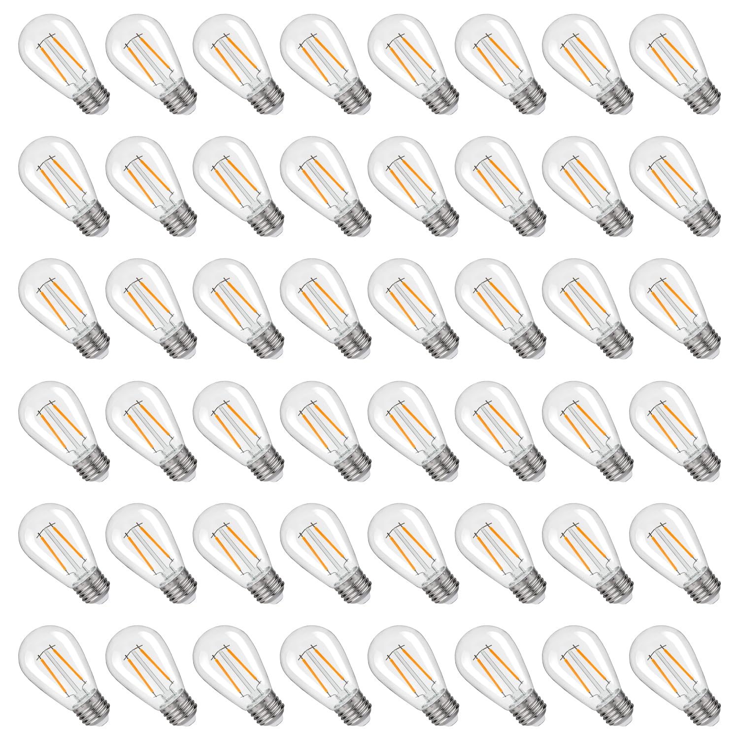Bombillas LED de repuesto S14, inastillables e impermeables de 2 W, bombillas LED S14, cadena de luces para exteriores, base E26, bombillas LED Edison para patio, blanco cálido, plástico de 2200 K