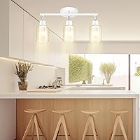 Vista 8 de BoostArea Lámparas de baño de 3 luces, modernas luces blancas de pared con pantalla de vidrio transparente, luz de techo flexible para espejo