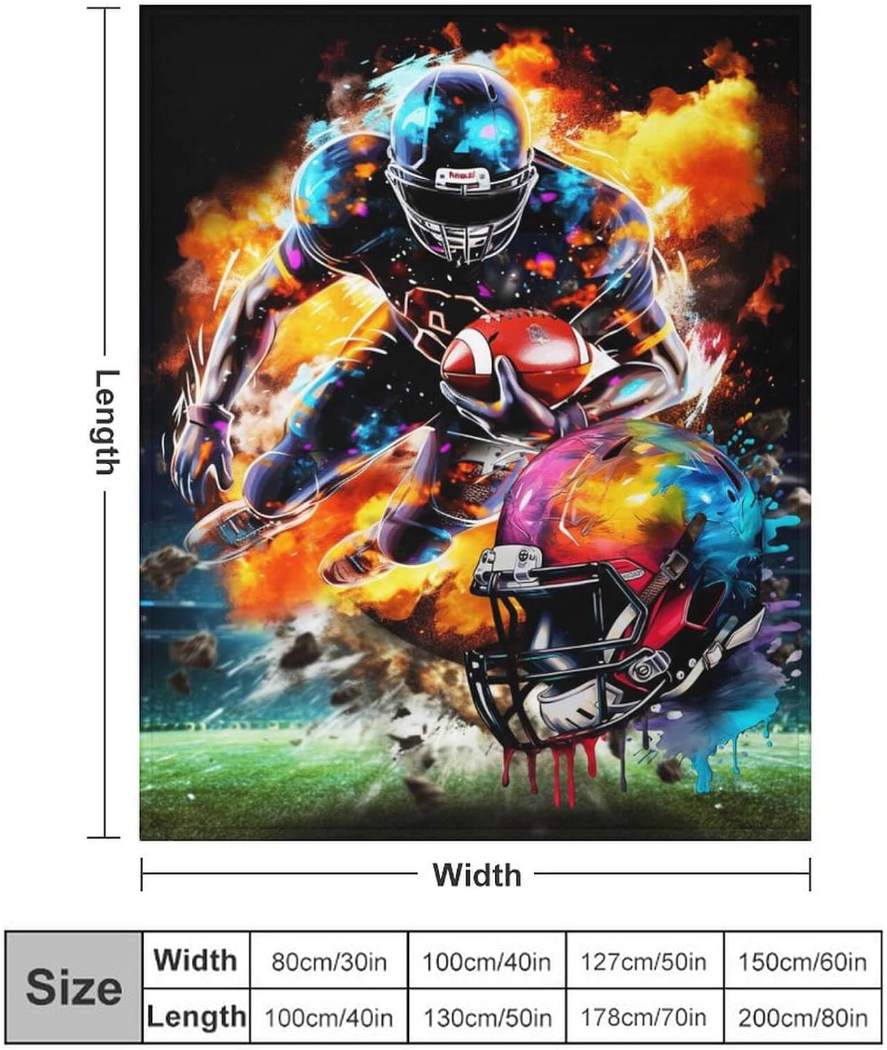 Football Throw Blanket - Soft Flannel Sports Football Blankets for Girls Boys Kids Football Lovers - Warm Rugby Throw Blankets for All Season Lap, Chair, Sofa - 50"x40"
