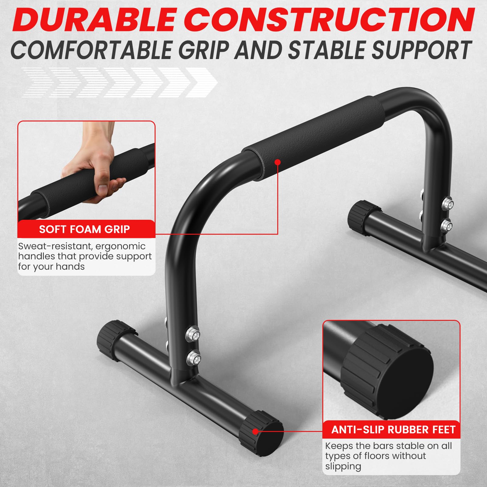 FUNFLEX Poręcze Do Handstandu Parallettes Ze Stali Do Pompek Dip Calisthenics Z Antypoślizgowymi Uchwytami Sprzęt Treningowy Do Ćwiczeń W Domu Na Zewnątrz Idealny Do Treningu Siłowego Streetworkoutu