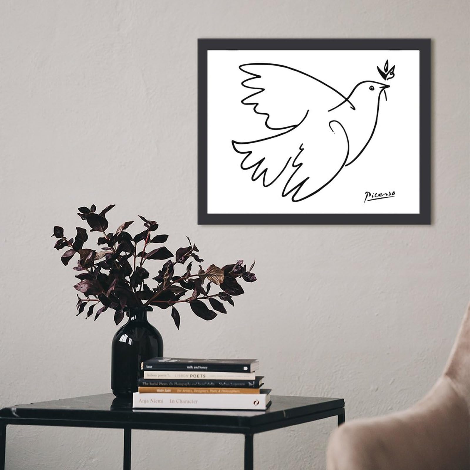 Amazon.co.jp: フォトフレーム 木枠付き ピカソ 平和の鳩 アート