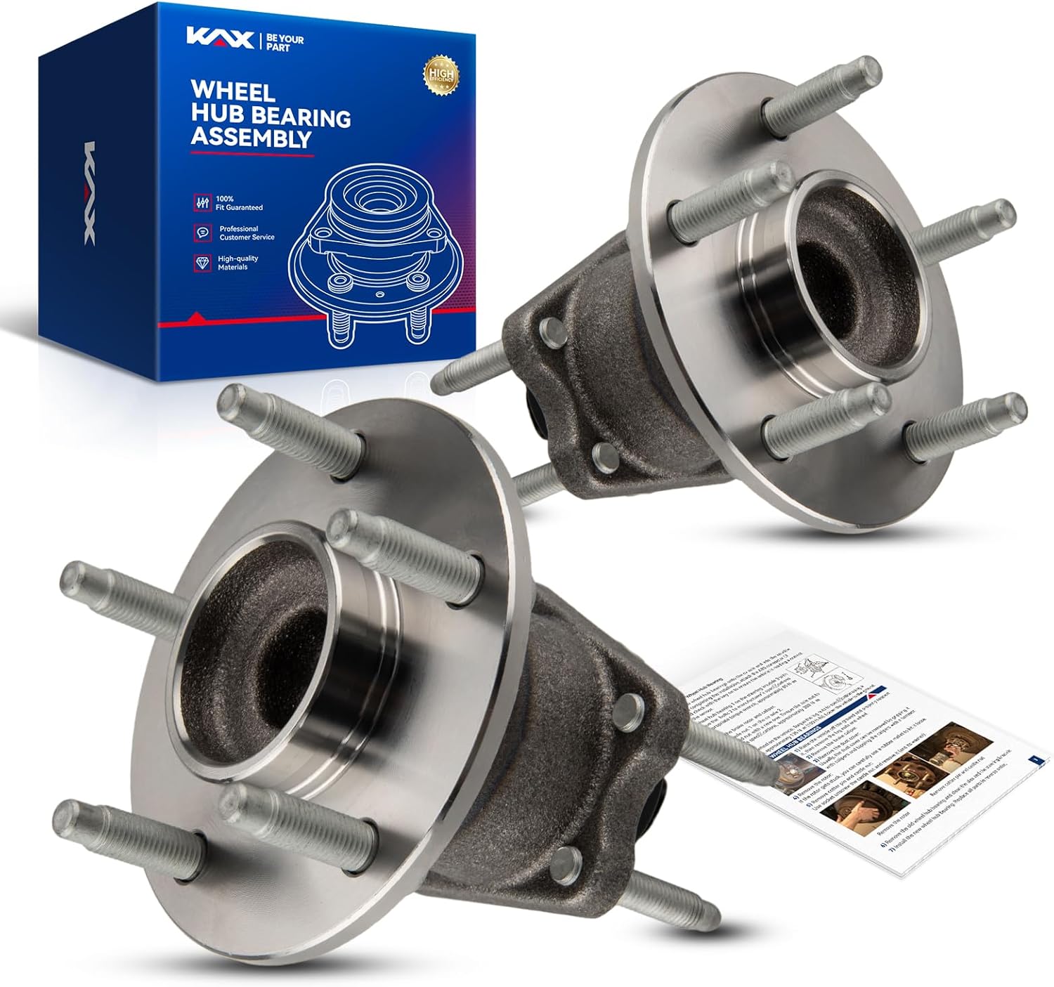 KAX 512285 2PCS Rear Wheel Hub Bearing Compatible with Chevrolet Cobalt 2009-2010,W/ABS 5 Lugs Wheel Bearing and Hub Assembly