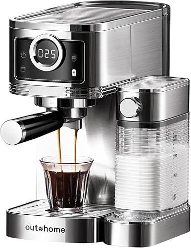 Máquina de café expreso, máquina de capuchino de 20 barras con espumador de leche automático, cafetera de un toque para café con leche con filtros,