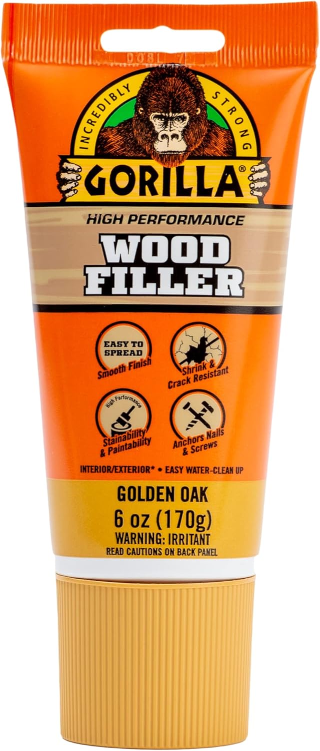 Gorilla All Purpose Wood Filler, 6oz Tube, Golden Oak (Pack of 1