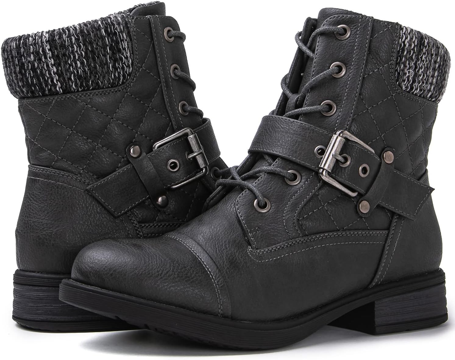 GLOBALWIN Women's Ankle Booties Fashion Combat Boots