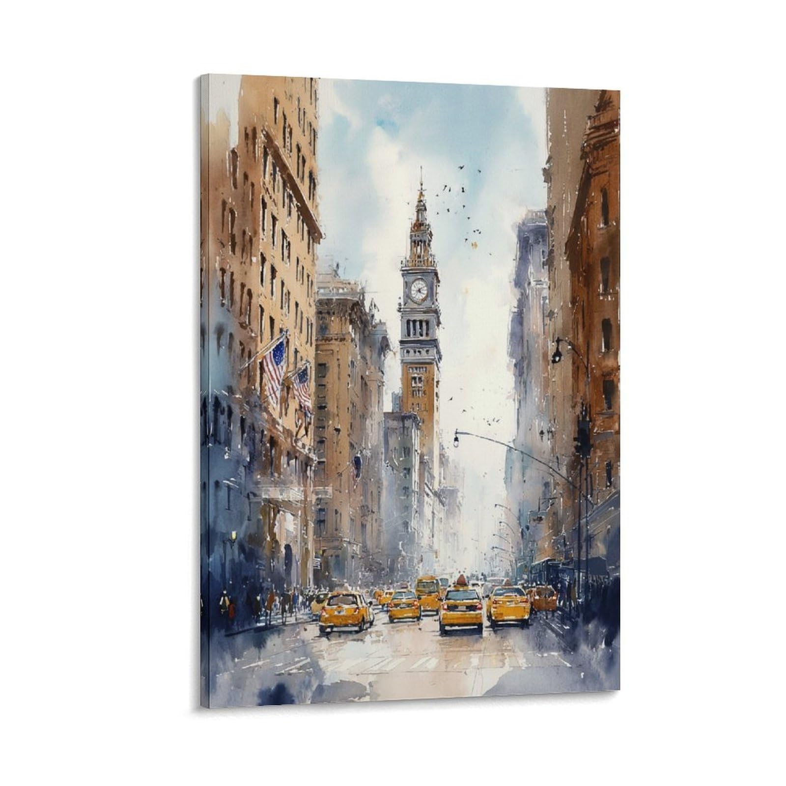 XWYMXZ Brooklyn Bridge 20x30inch(50x75cm) Vintage Travel Poster Watercolor Canvas Art