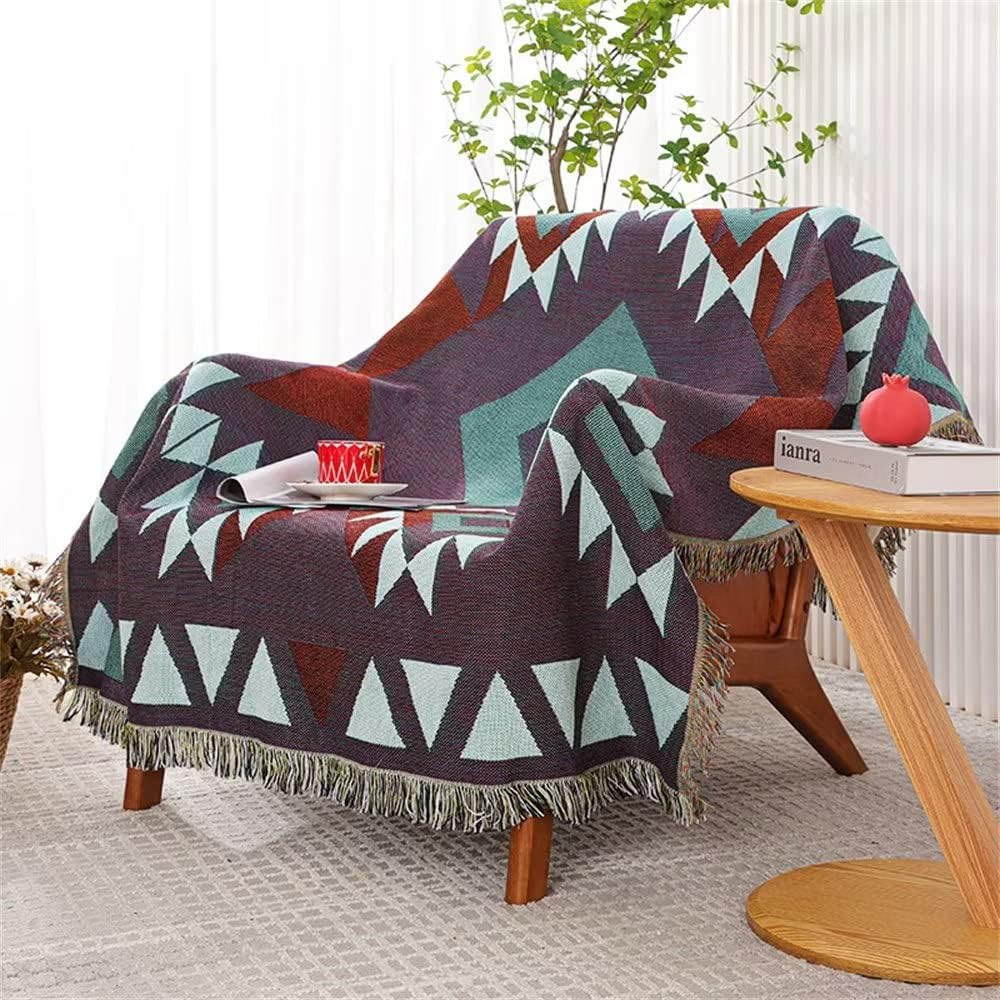 Homesy Aztec Throw Blankets Navajo Southwestern Throws Cover Reversible Green Boho Southwest Blanket for Couch Chair Sofa Bed Home Outdoor Beach Car Tent Travel Camping 51"x63" - Image 5