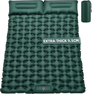 Sleeping mat camping for 2 people 9.5 cm thickened, 204 x 130 cm | air bed double air mat inflatable mattress with cushion outdoor waterproof camping mat sleeping mat for beach, tent, hiking