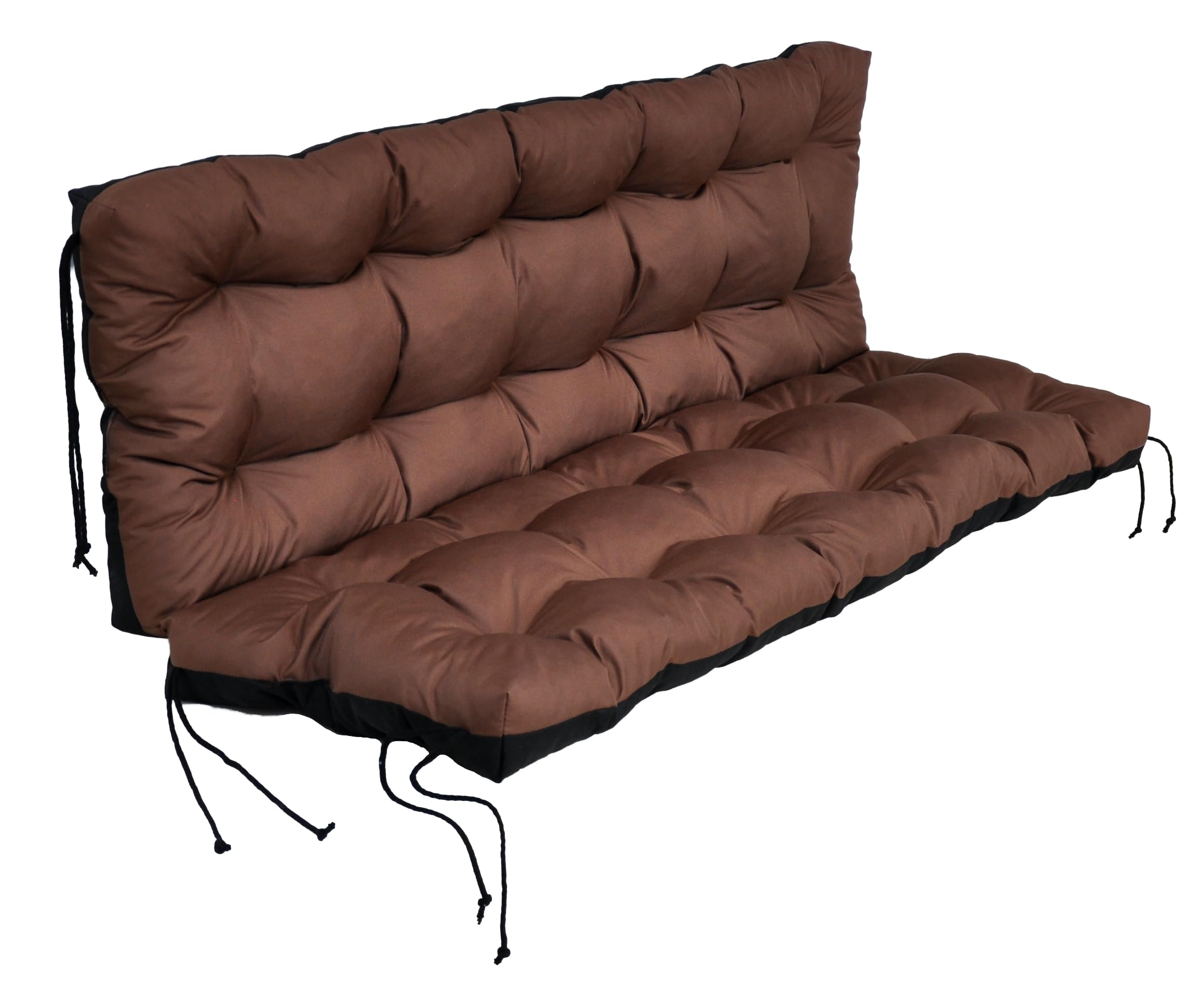 wasserabweisendes Kissen für Hollywoodschaukel & Gartenbank 120 cm - Schaukelkissen Outdoor Wetterfest, Gesteppt, Silikonkugeln + PU-Schaum Füllung – Bankauflage Gartenkissen (Braun)