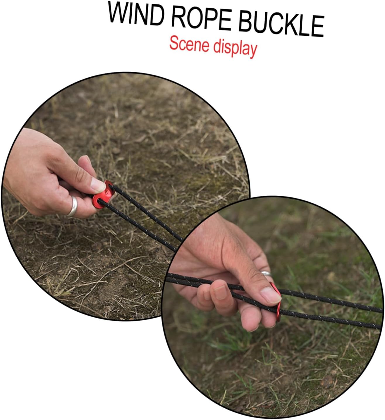 20pcs Portable Tent Wind Rope Buckles Aluminum Alloy Tent Cord Fasteners for Camping Lightweight Double Buckle Rope Tighteners for Backpacks Sleeping Bags Red