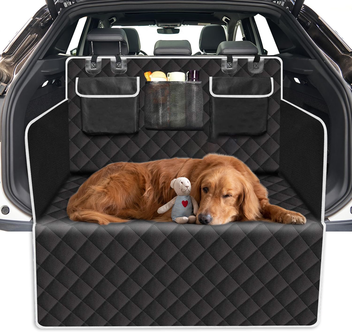 Dog Car Seat Protector for Back Seat, Car Boot Liners for Dogs，with 3