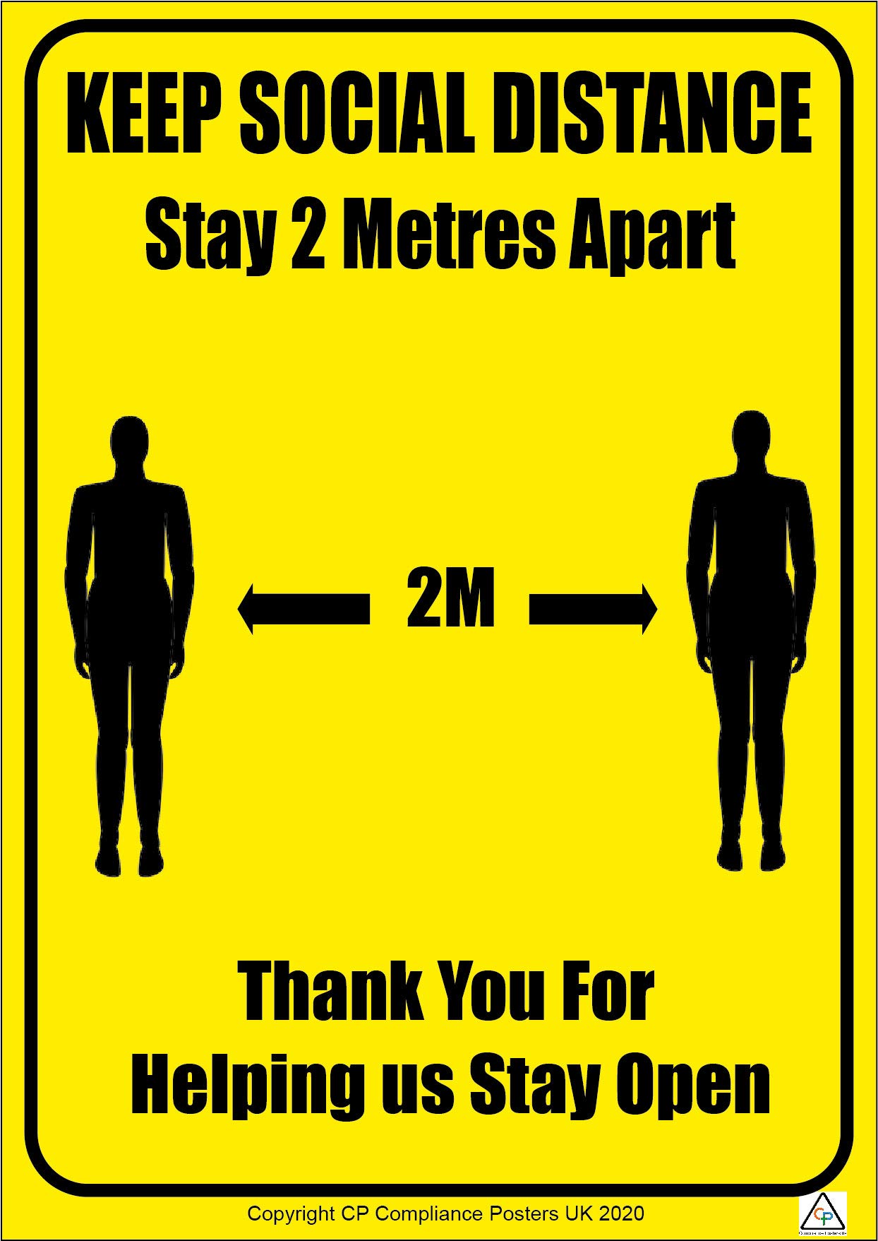 COVID 19 - KEEP SOCIAL DISTANCE - 2 METRES APART A4 LAMINATED NOTICE/SIGNAGE