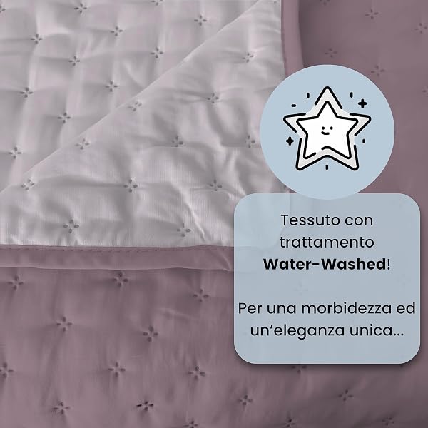 Trapunta Matrimoniale Primaverile in Microfibra, Copriletto Estivo Double Face - Trapuntino 100gr Morbido e Leggero - Coperta Letto Qualità Premium 250x250 cm – ELDERBERRY/ORCHIDEA - 3