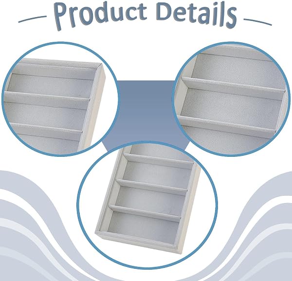 TISHITA Bandeja para Gafas Organizador de Gafas de Sol, Caja de Almacenaje de Lentes Soporte para Joyas Material Suave Resistente para Regalar Uso en Tocador, Bandeja de Almacenamiento, Gris - 3