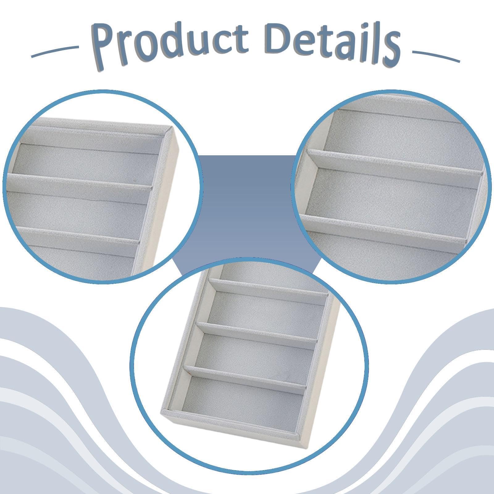 TISHITA Bandeja para Gafas Organizador de Gafas de Sol, Caja de Almacenaje de Lentes Soporte para Joyas Material Suave Resistente para Regalar Uso en Tocador, Bandeja de Almacenamiento, Gris — view 3
