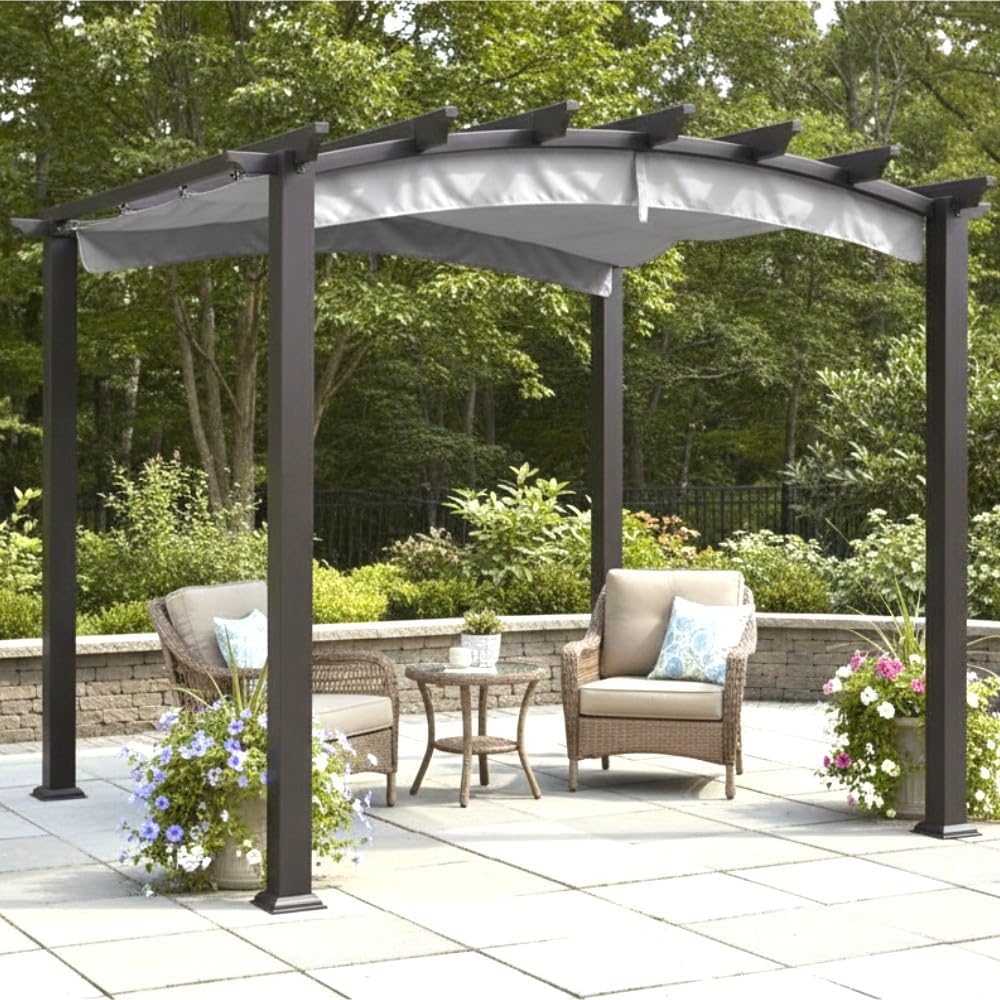Garden Winds Reinforced Replacement Canopy Top Cover Compatible with The GFM00469A Arched 9' x 9' Pergola - Classic Stone, RipLock 350