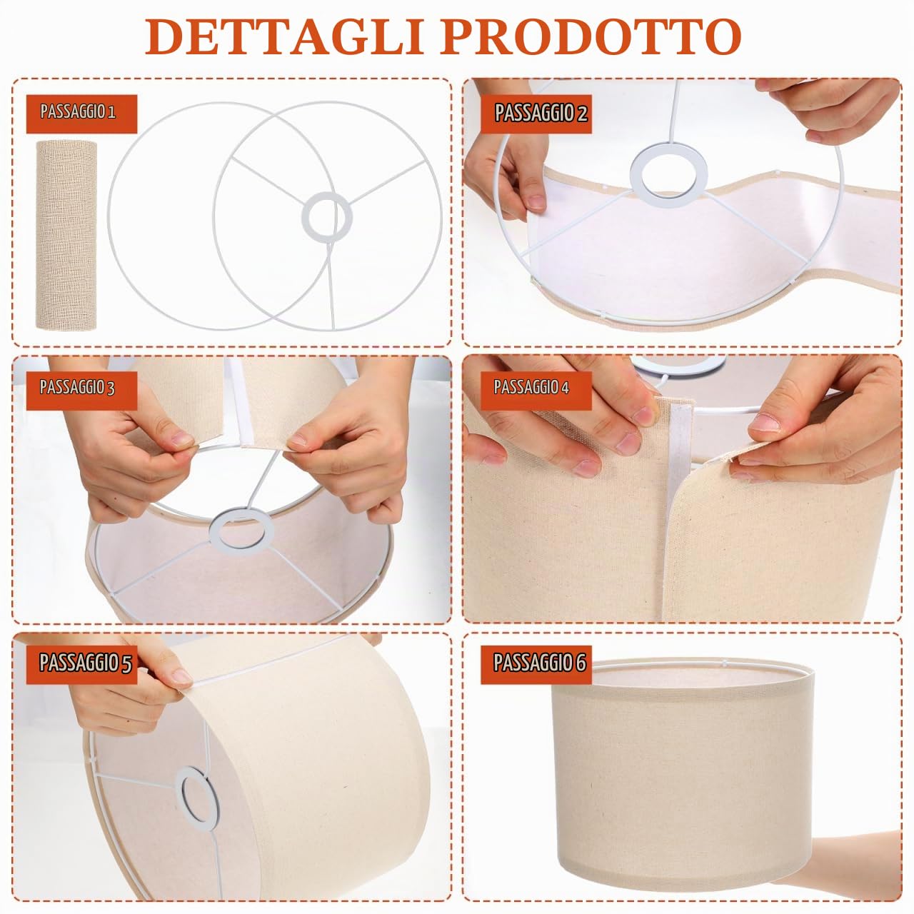 Luxshiny Paralume Da Tavolo Beige in Tessuto Lino 10.4X7.5 Pollici Copri Lampada Staccabile Per Lampada Da Tavolo E Da Terra Design Semplice Per Illuminazione Interni