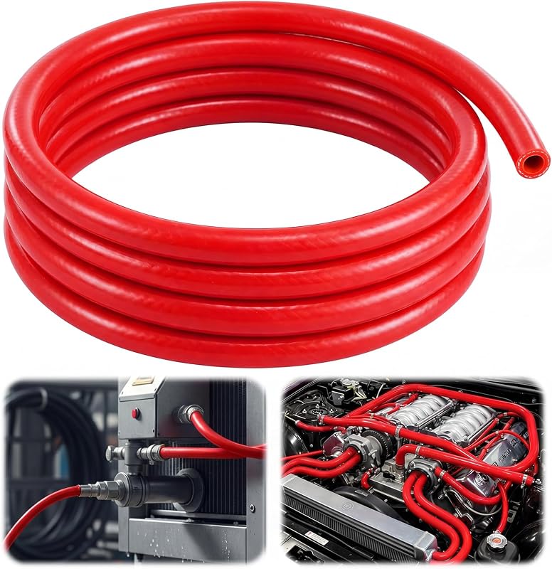 Mangueira de aquecimento em silicone Outus 3/8" com reforço de poliéster, vermelha – 3,05 m